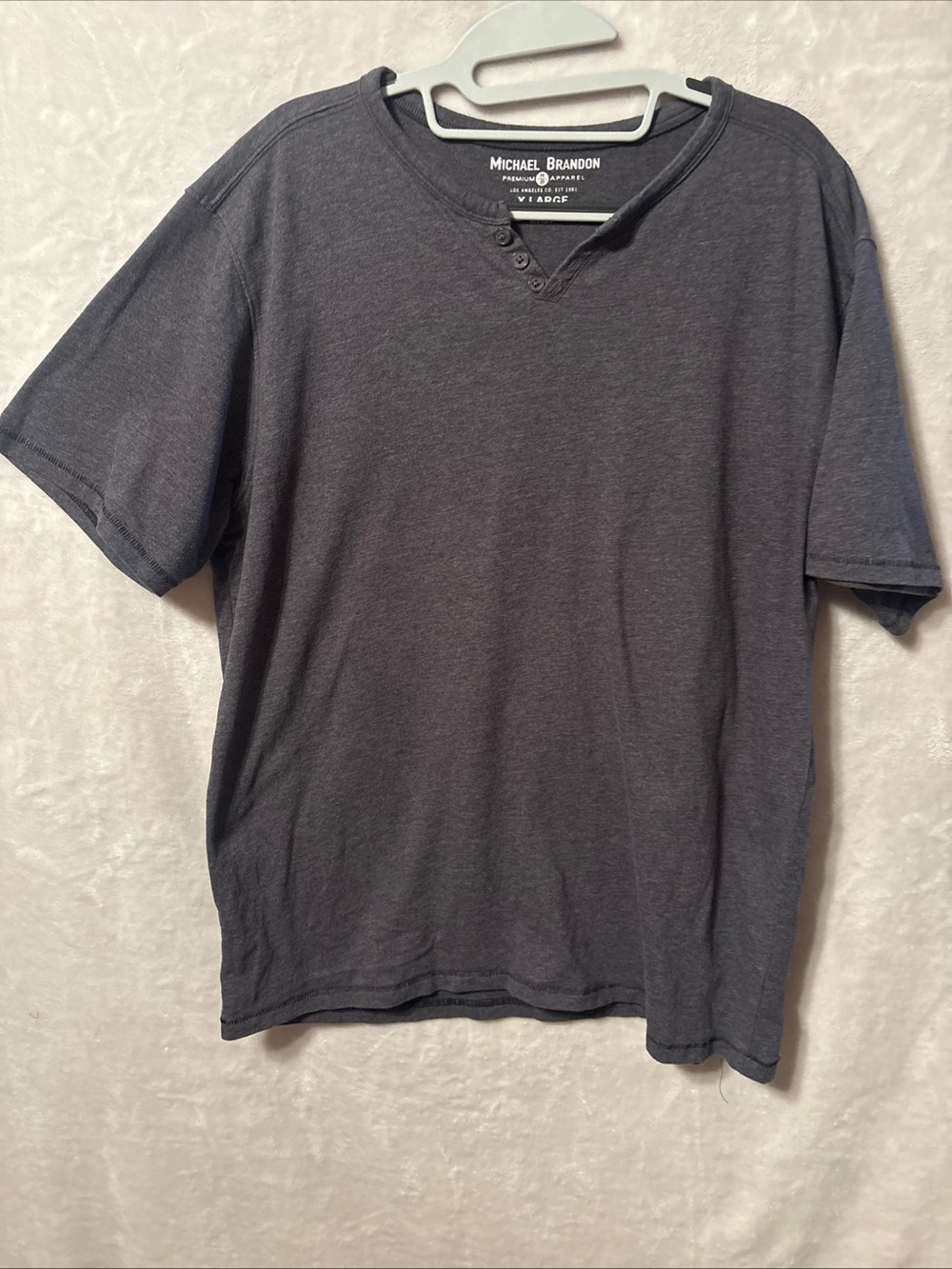 Michael Brandon Charcoal Gray Short-Sleeve Henley Tee